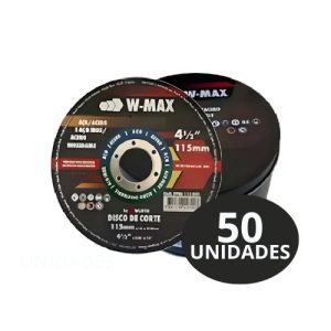 DISCO DE CORTE 4 1/2 X 1 MM W-MAX - 50 UN