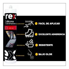 SILICONA ROJA ALTA TEMPERATURA 300ML REX - Imagen 2